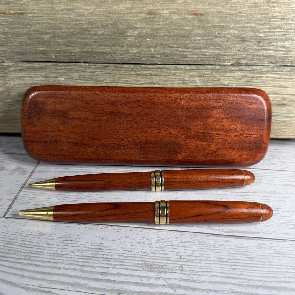 Handcrafted Wood Ballpoint Pen & Pencil Set Eagle Isaiah 40:31 Scripture Gift
